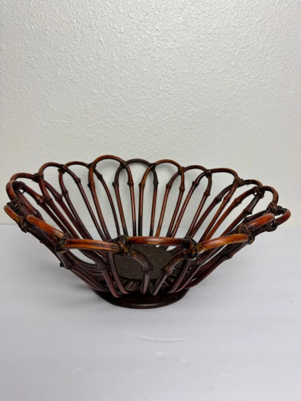 Vintage Bentwood  Bamboo Fruit Bowl Bucket 70s Retro Decor